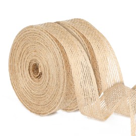 G2PLUS 2CM Natural Hessian Ribbon, 20M Jute Burlap Craft Ribbon, Brown Ribbon for Crafting, Rustic Jute Band for Bouquet, Hessian Wrapping Ribbon for Prsents, Christmas Wreaths Project