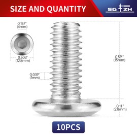 M6 x 15 mm, 10 tornillos hexagonales de cabeza plana, acero inoxidable 304 18-8, rosca completa de SG TZH (con llave hexagonal)