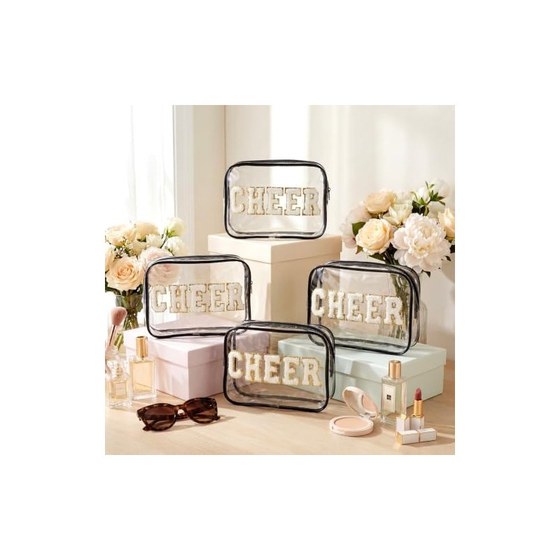 Kacctyen 12 Pack Cheer Clear Makeup Bags, Black, Travel Cosmetic