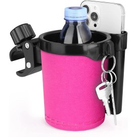 Accmor Stroller Cup Holder with Phone Keys Holder, 3-in-1 Black Pink