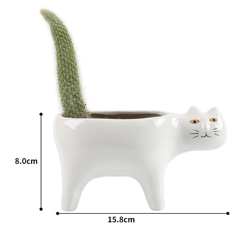 Succulent Planter with Drainage Cat Ceramic Garden Pot Cactus Planter