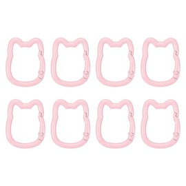 PATIKIL 8pcs Cute Cat Shape Spring Snap Hook Keychain Clip Bag Purse Strap Keychain Jewelry DIY Camping Accessories Small Key Ring Holder Light Pink