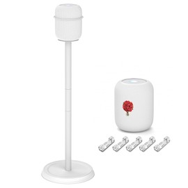 Yibracki Heavy Duty Speaker Stand for Homepod 1 and Homepod 2 Stand with Dust-Proof Cover for Homepod Stand Easy to Install Floor Speaker Stands for HomePod 1st and 2nd Generation Speakers, White