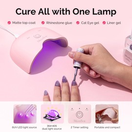 MelodySusie Gel Nail Polish Kit with UV Light P-ART06F- Popular Color Gel with Builder and Baser &Glossy Top Coat Soak Off Includes Nail Art Tools Nail Art Gift for Women & Girls