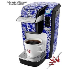 WraptorSkinz Decal Style Vinyl Skin compatible for Keurig K10 / K15 Mini Plus Coffee Makers Scattered Skulls Royal Blue (COFFEE MAKER NOT INCLUDED)