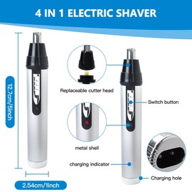 Men's 4-in-1 Electric Shaver Set - USB Rechargeable Beard, Nose, Ear & Eyebrow Trimmer, Quiet & Painless Hair Clipper with Precision Blades, Multifunctional Grooming Kit for Men & Women
