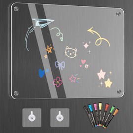 Homyaco Acrylic Calendar for Fridge, 16'' x 12'' Clear Magnetic Calendar for Refrigerator, Memo Mate for Fridge, Memo Dry Erase Board, Adhesive Calendar for Wall, Family Planner