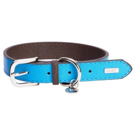 DO & G Leather Collection Dog Collar, Medium, Light Blue