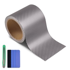 Arespark - Envoltura de vinilo gris de fibra de carbono, tira universal para puerta de coche, envoltura de vinilo cromada para quitar bordes de puerta, accesorios de cinta de protección con kit de