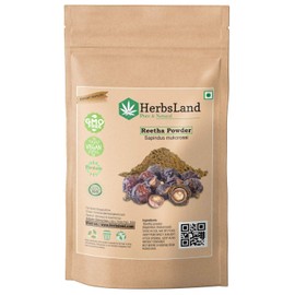 HerbsLand® Pure Bio Organic Reetha/Areetha/Ritha/Soapnuts Powder (sapindus mukorossi) for Skin and Hair Care | Scalp Treatment | Hair Growth | Natural Hair Shampoo (100 gm)