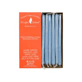 D'light Online Elegant 10" Light Blue Taper Candles, Premium Quality Hand-Dipped Tapered Candles, Dripless and Smokeles - Set of 12 Individually Wrapped (10 Inch, Light Blue)
