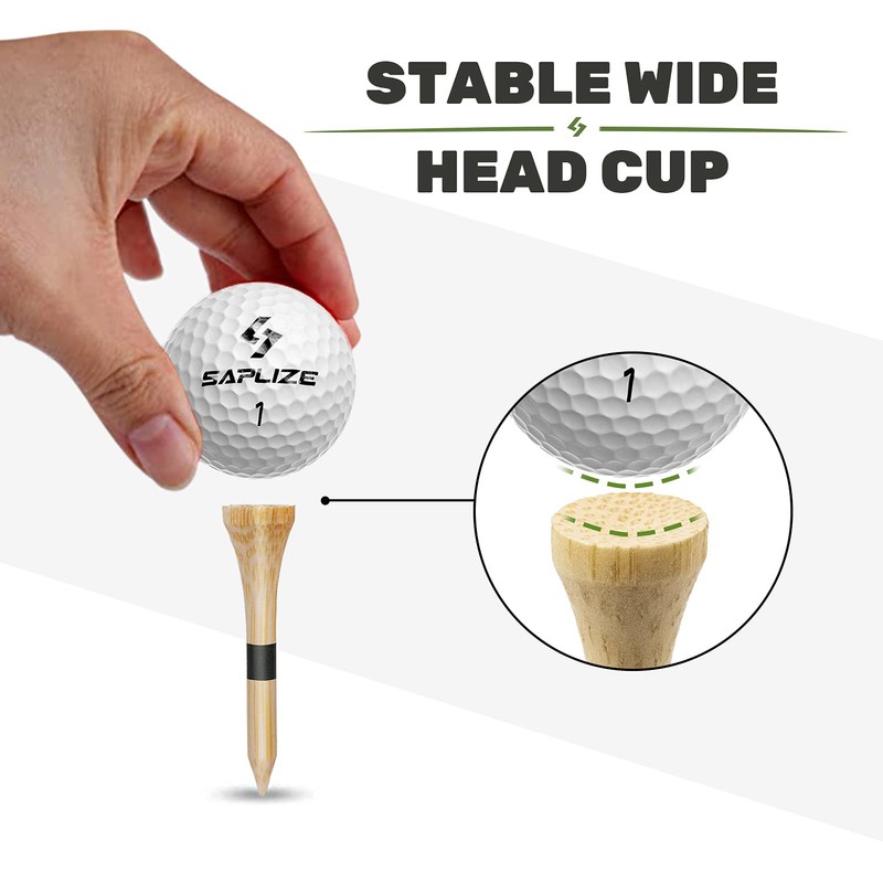 SAPLIZE Golf Bamboo Tees, Pack of 150 (38 mm) -