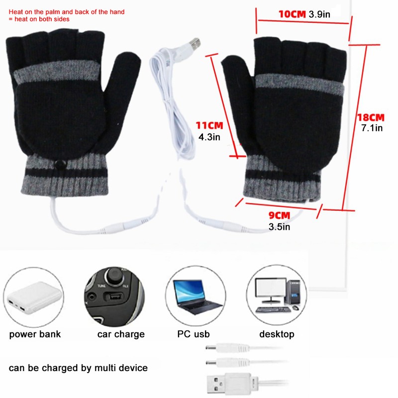 USB Heated Gloves for Men Women Winter Warm Laptop Gloves