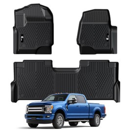 PrecisionAuto Floor Mats for 2017-2024 Ford F250/F350 SuperCrew Cab (Front & Rear, 2 Rows) Custom Fit TPE All-Weather Truck Floor Liners