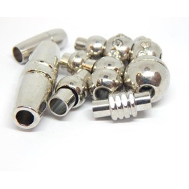 Magnetic Clasps Mix Set of 10 Different Models, Hole 2 mm, 3 mm, 4 mm, Leather End Caps, Chain Clasp, Jewellery Clasp, for Bracelet, Jewellery, Necklace