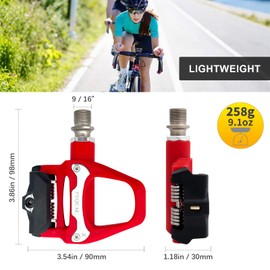 SPD-SL Pedals, 9/16" Road Bike Pedals - Lightweight Clipless Pedal, Red Clipless Pedal fit Road Bike/Indoor Outdoor Cycling - SPD SL Compatible