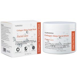 YURHERSU Collagen Sleep Facial Mask, Moisturizing Face Cream, Overnight Skin Care Firming Making Skin Tender, Fast Absorption Not Sticky Removing Fine Wrinkle for Women Man Skin Care