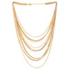 Gold Waterfall Multi-Strand Statement Necklace Pendant, Long Metal Ball Chains,