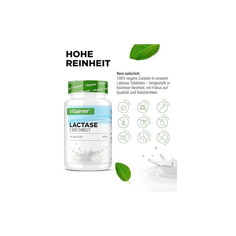 vit4ever Lactase 7,000 FCC – 180 Tablets – with Immediate