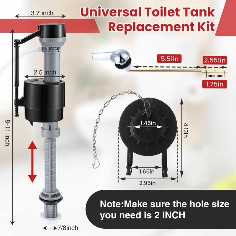 Saillong Universal Toilet Tank Replacement Kit, Include Toilet Fill Valve,