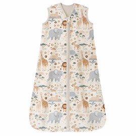 Unnivoll Baby Sleep Sack 0-6 Months 100% Cotton Lightweight 0.5 TOG Wearable Blanket Baby Sleep Bag with 2-Way Zipper for Newborn Infant Apricot Elephant