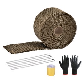 EVIL ENERGY Titanium Exhaust Header Wrap Roll 2" x 16' with Gold Heat Tape 2" x 16'