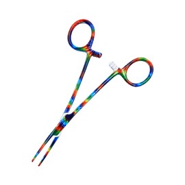Cynamed Straight Kelly Hemostat Forceps Locking Clamps Premium Quality Stainless Steel, 5.5in. (Tye-Dye, Multi-Color)