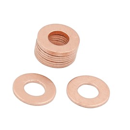 TUCKBOLD 10pcs 7mm Inner Diameter Copper Washers Flat Sealing Gaskets Ring Automotive Parts
