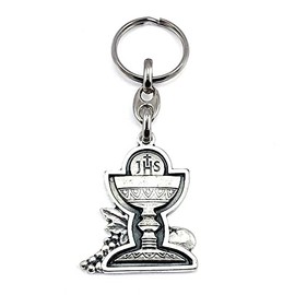 RosaryMart First Communion Chalice Keychain Oxiidized Silver Finish