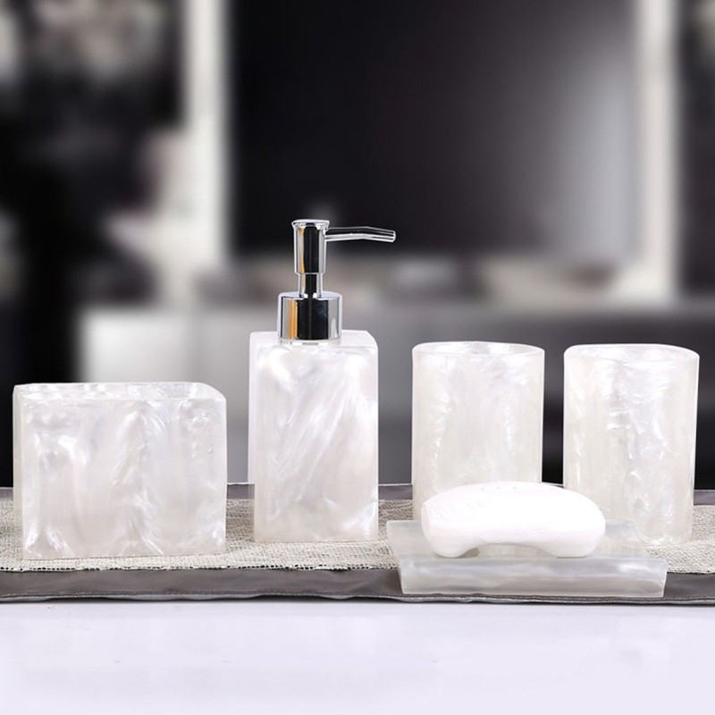 Resin Soap Dish, Soap Dispenser, Toothbrush Holder & Tumbler Bathroom
