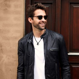 GAVU Yin Yang Pendant Onyx Stone Beaded Necklace for Men 50cm