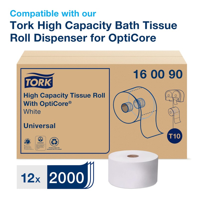Tork OptiCore® Toilet Paper Roll Dispenser Black T10, High Capacity,