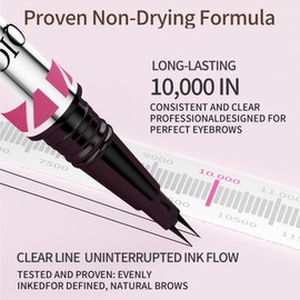 Microblading Eyebrow Pen - Dual-Ended 2-in-1 Eyebrow Pen with Brush, Waterproof Smudge-Proof Liquid Formula for Natural Full Brows