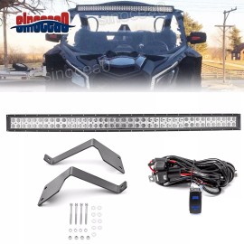 sinocea0 For Can-Am Maverick X3 MAX Turbo 42" Curved LED Light Bar + Roof Mount Brackets