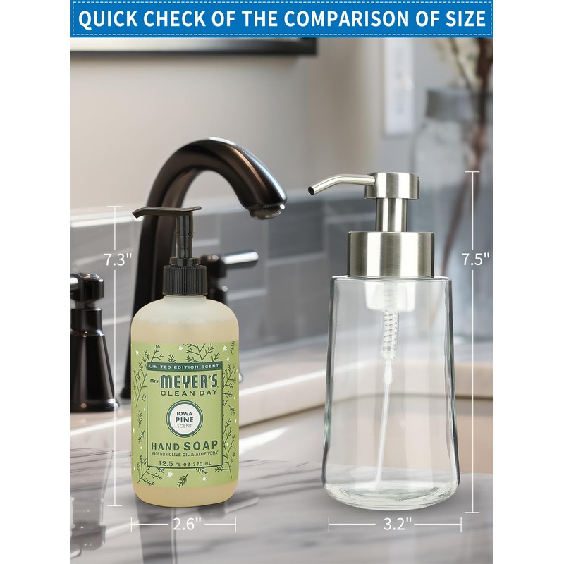 Doiliese Foaming Hand Soap Dispenser Set, 16 oz Large Glass