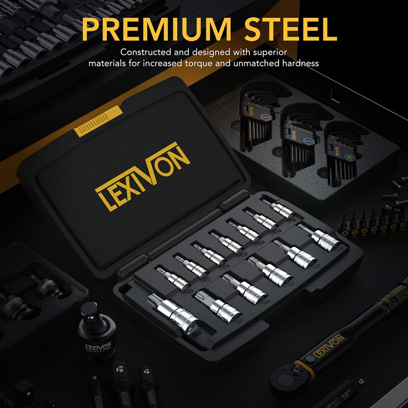 LEXIVON Torx Bit Socket Set, Premium S2 Alloy Steel |