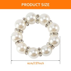 EKDJKK Pearl Napkin Rings Set of 30, Round Napkin Buckles Rhinestone Napkin Rings Holders Elastic Spring Beaded Serviette Rings Buckle for Weddings Home Party Dining Table Decor