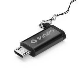 Sonero Micro USB auf USB-C Adapter, kompatibel mit Apple Geräten, OTG Unterstützung, Perfekt für e-Bikes geeignet, inkl. Schlaufe/Karabiner, Aluminium Gehäuse, schwarz