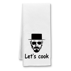 KISJO Let’s Cook - Funny Kitchen Towels Kitchen Tea Towels Flour Sack Dish Towels, Hostess Kitchen Towel for Men Father Chef Friends New Home Housewarming Christmas Father’s Day Birthday Gifts