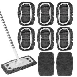 Pack of 8 Dry and Wet Wipes, Washable Mop Cloths, 24.4 x 11.5 cm, Reusable Dry Floor Cloths, Microfibre Wet Mop Cover, Moist Universal Floor Cloths, for Hard Floors, Wooden Floors