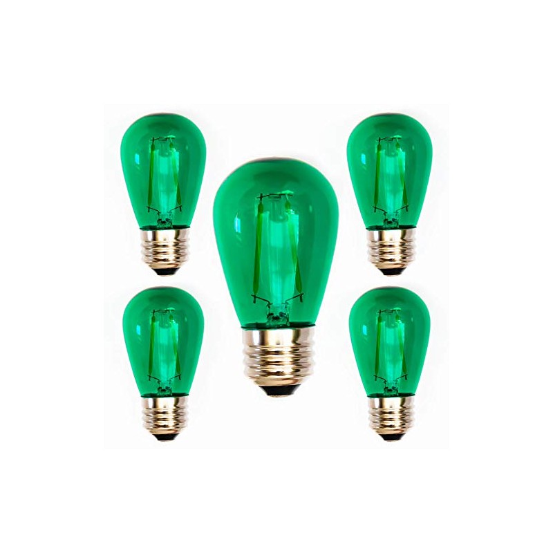 EZLS Green S14 LED Filament Bulbs - Patio string light