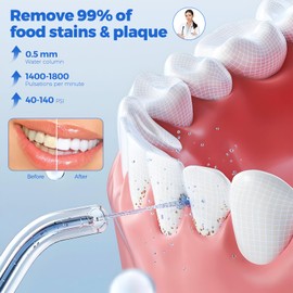 Water Flosser for Teeth Cordless & Oral Irrigator Dental Flosser, 350ML Portable flossers for Teeth Care Home Use and Travel, 3 Modes, White