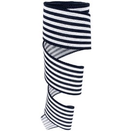 Leecogo Burlap Ribbon Wired,2 1/2”x10 Yard,Black White Stripe Rustic Ribbon for Easter, Christmas, Wreath, Spring, Summer, Wedding, Baby Shower, Birthday