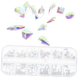 IWOWHERO Flatback Nail Charms Compartment Ab Rhinestones for DIY Nail Art Easy Application Manicure Accessories and Crafts