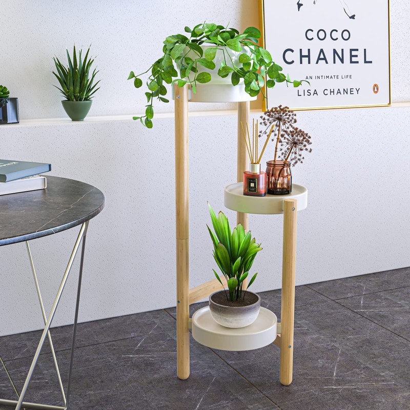 Wisuce Bamboo Plant Stands Indoor, 3 Tier Plant Stand Tall