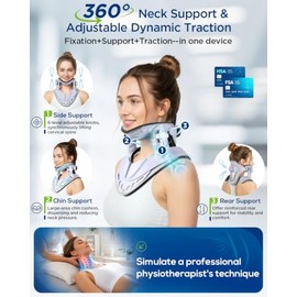 Dispositivo de tracción de cuello, ajustable con soporte de 360 grados, soporte ergonómico para el cuello para uso en la oficina en casa, ligero y por