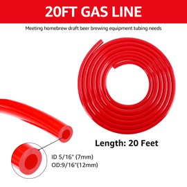 FERRODAY 20 Feet CO2 Gas Line, 5/16" ID 9/16" OD PVC Tubing Keg CO2 Hose