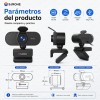 SJROHE® Cámara Web 1080p Webcam Con Micrófono 30fps Color Negro