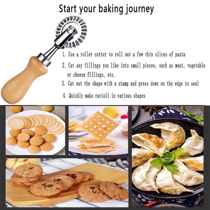 MTOMDY Ravioli Cutter Stamps with Roller Wheel Round Mold with