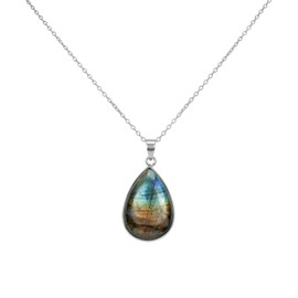 LDADAN Labradorite Necklace, Natural Gemstone Teardrop Necklace for Women, Trendy Reiki Crystal Pendant Necklace Jewelry (labradorite)